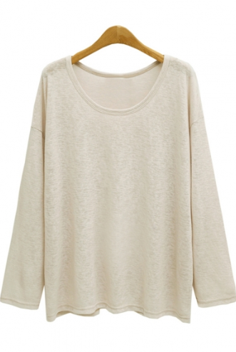 Simple long-sleeved T-shirt with round neck